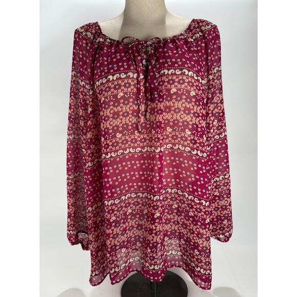 VTG Faded Glory Womens Paisley Top 2X Sheer Fairy Whimsigoth Feminine Blouse - Picture 1 of 7